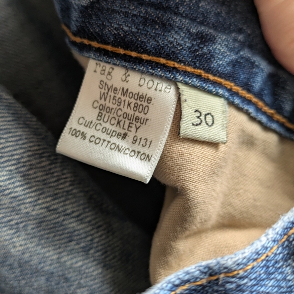 Rag - Bone Distressed Blue Jeans Buckley made In USA Size 30 100% Cotton - Picture 6 of 9